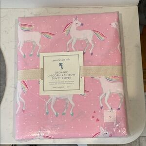 Pottery Barn Kids Pink Unicorn Duvet Cover Twin. NWTS